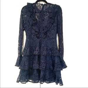 ALEXIS Tracie LongSleeve Tiered Ruffled Lace Dress - medium